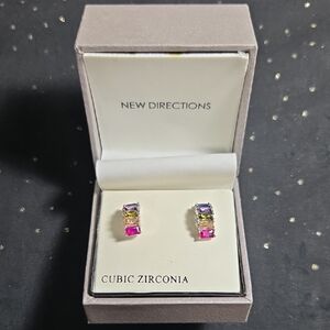 New Directions Pink and Yellow Cubic Zirconia Earrings